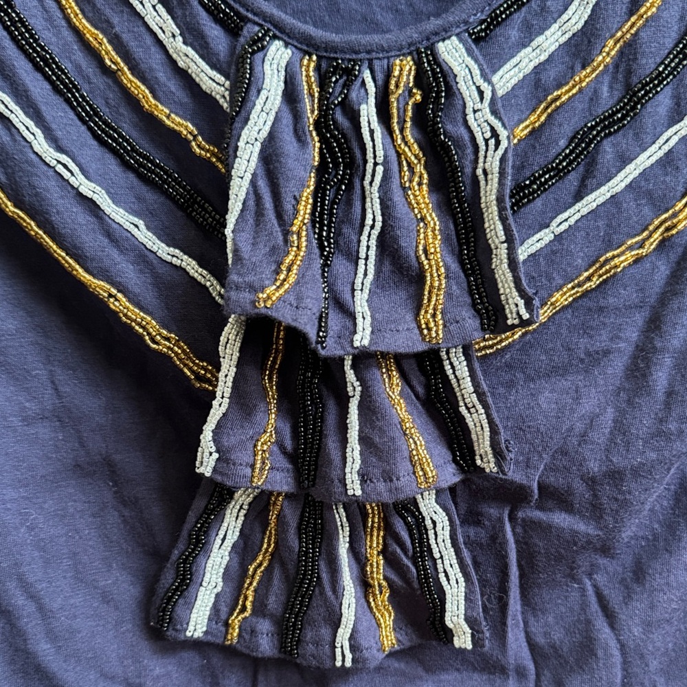 Source Unknown Deep Blue Ruffle Blouse - image 2